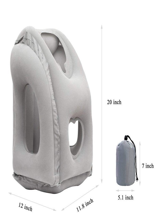 BLEQYS Inflatable Travel Pillow, Inflatable Neck Air Pillow for Sleeping, Support Head, Chin, Neck and Lumbar, Avoid Neck & Shoulder Pain, Comfortable for Airplane, Car - Grey - Image 2